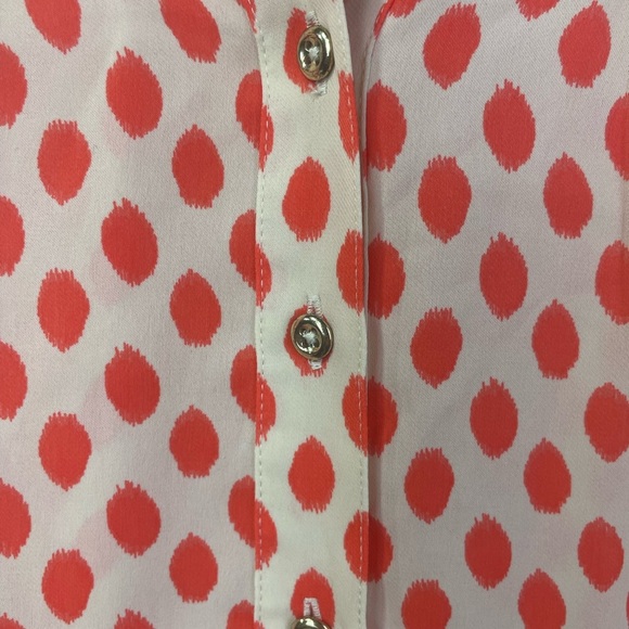 Banana Republic Orange Polka Dot Long Sleeve Button Up Casual Blouse Top XS - Picture 9 of 10